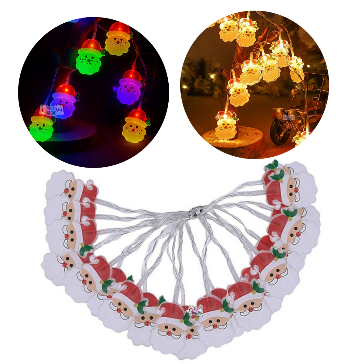 Luces De Navidad Cara Papá Noel 5m